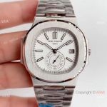 Super Replica Patek Philippe Nautilus Stainless steel White Face Watch Swiss Copy